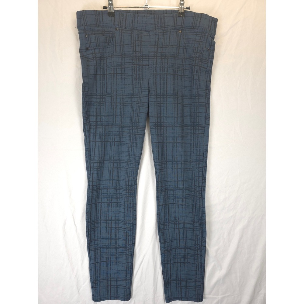 Liverpool Jeans Co Plaid Stretch Skinny Pants Pull On Women 14‎ Blue Black